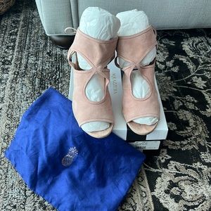Aquazzura size 39.5 (8.5) Sexy Thing 85 suede lace up heels in Peony Pink
